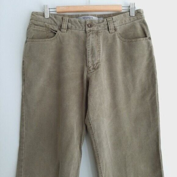 STONES \ Jeans 100% Cotton Straight Khaki Green Men's Pants Sz 34 - Picture 3 of 10